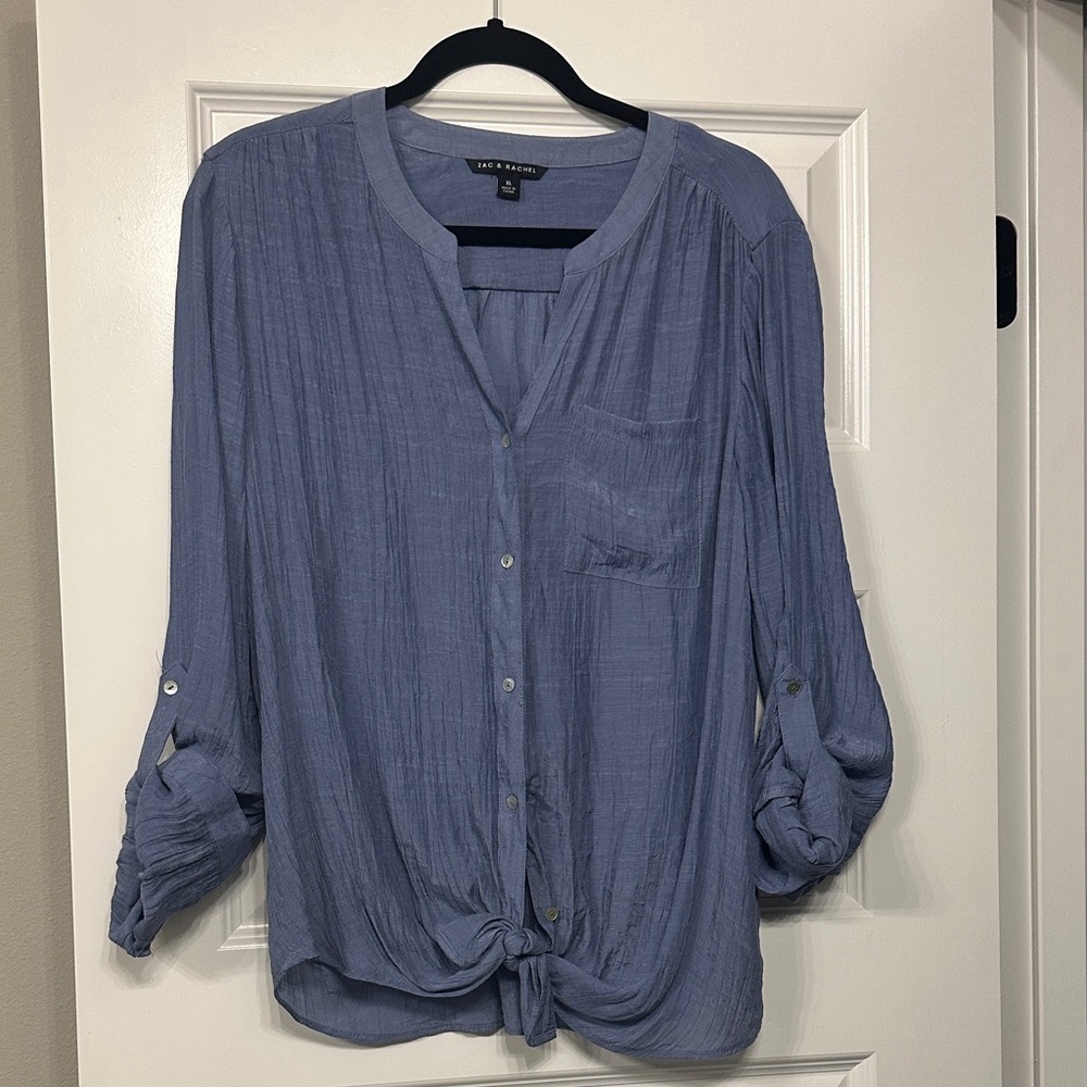 Zac & Rachel Button Down Shirt in Soft Blue EUC WORN ONCE